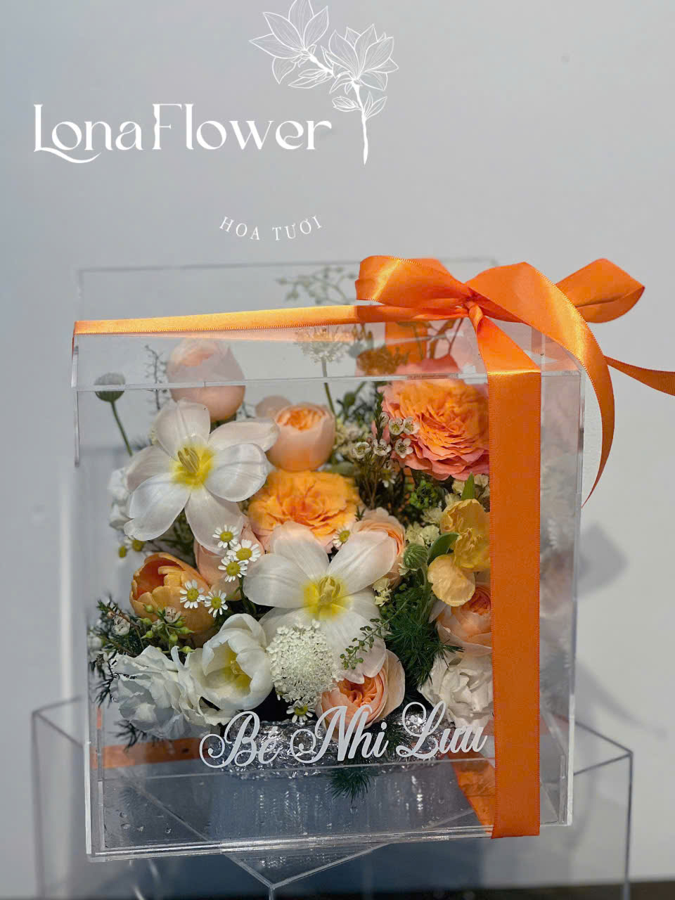 Vali Mica 4 Mặt Hoa Tulip & Hồng Cam - Hộp Quà Thanh Lịch & Độc Đáo 🌷🍊🎁