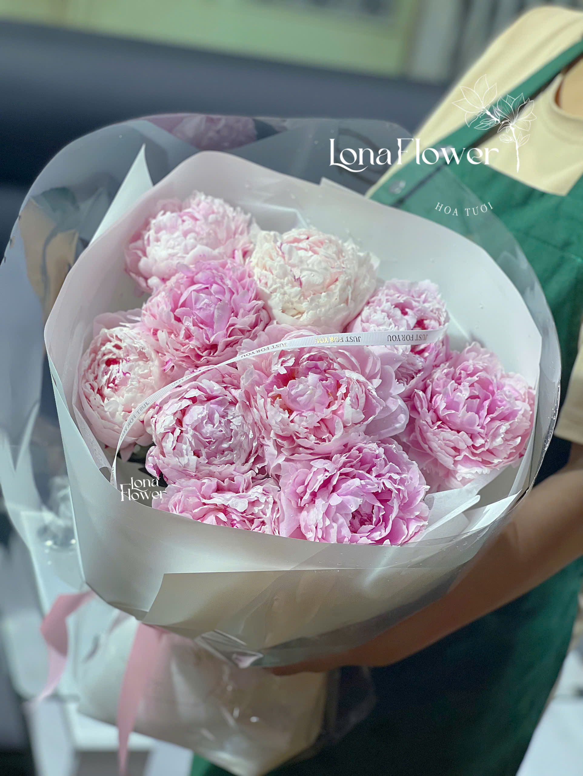 Bó Peony Tone Hồng Tiểu Thư