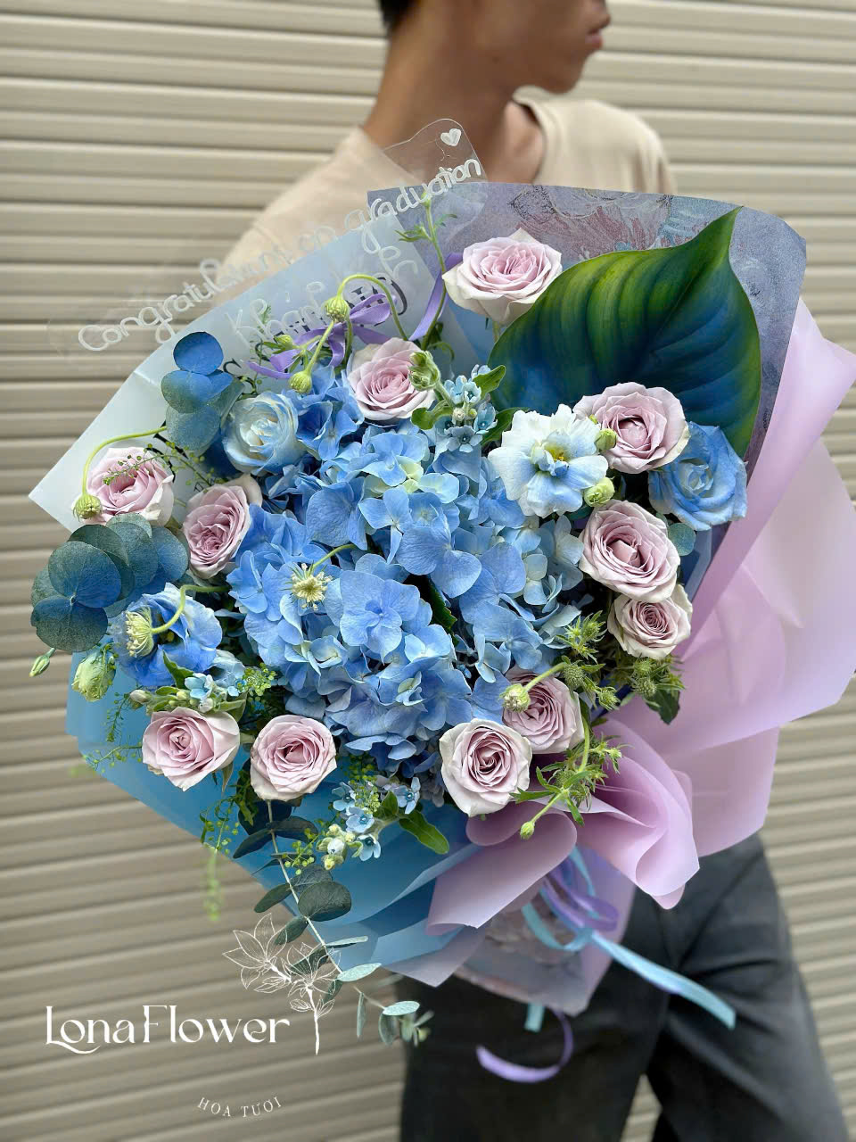 Bó Hoa "Hương Tình Mộng Mơ" 💜 - Hồng Tím Khói & Cẩm Tú Cầu Thanh Khiết