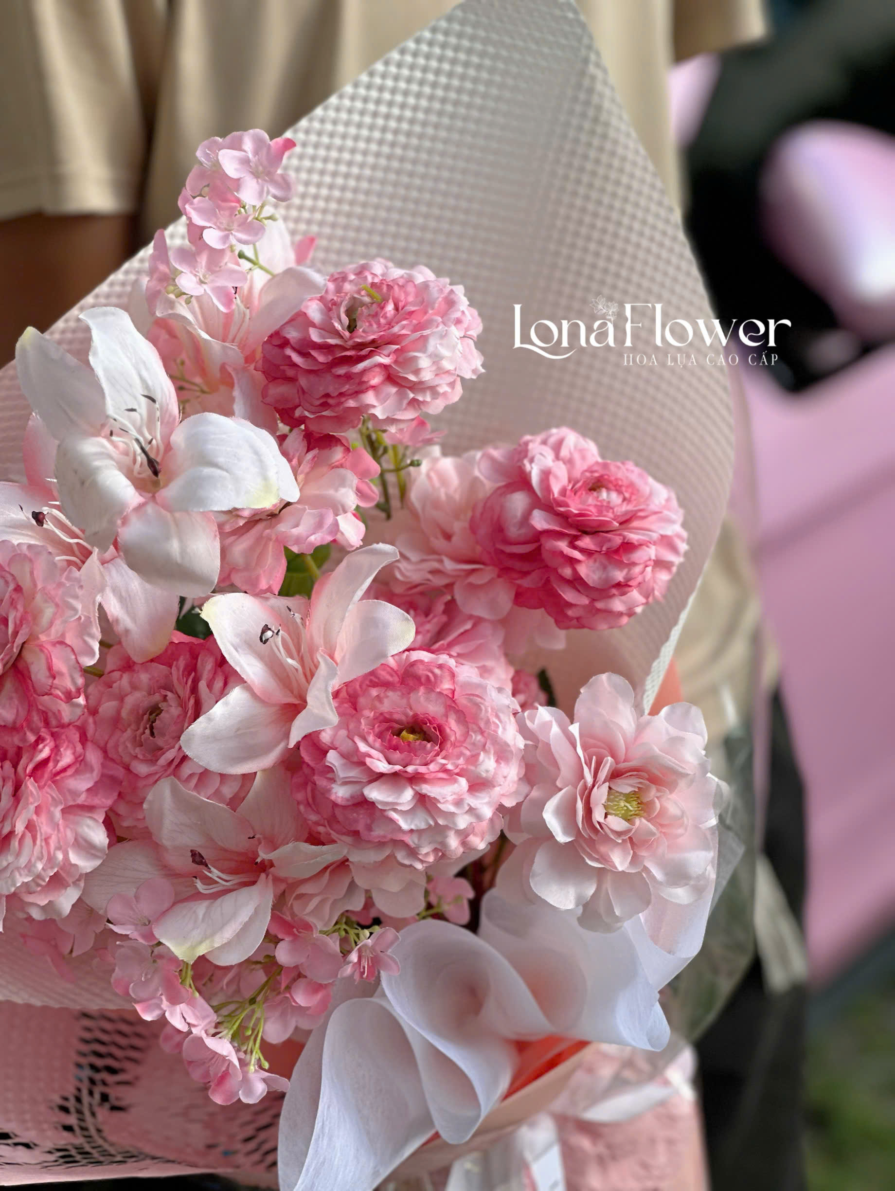 Bó Hoa Lụa "Dịu Dàng Nét Hồng" 🌸
