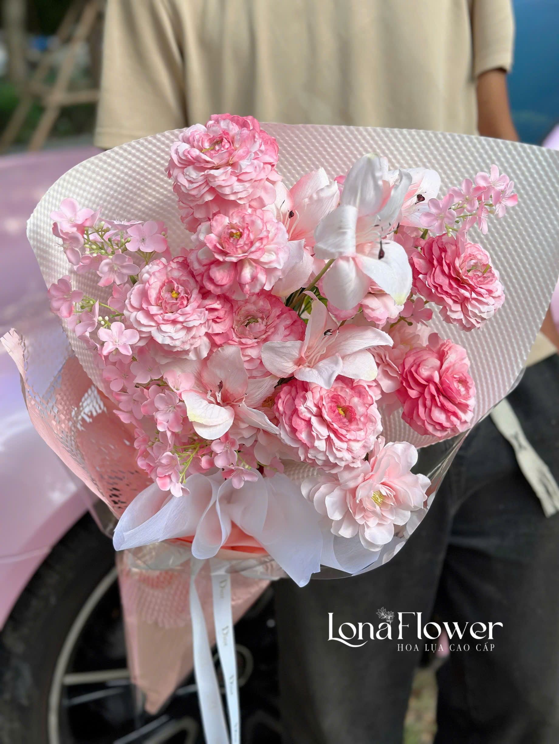 Bó Hoa Lụa "Dịu Dàng Nét Hồng" 🌸