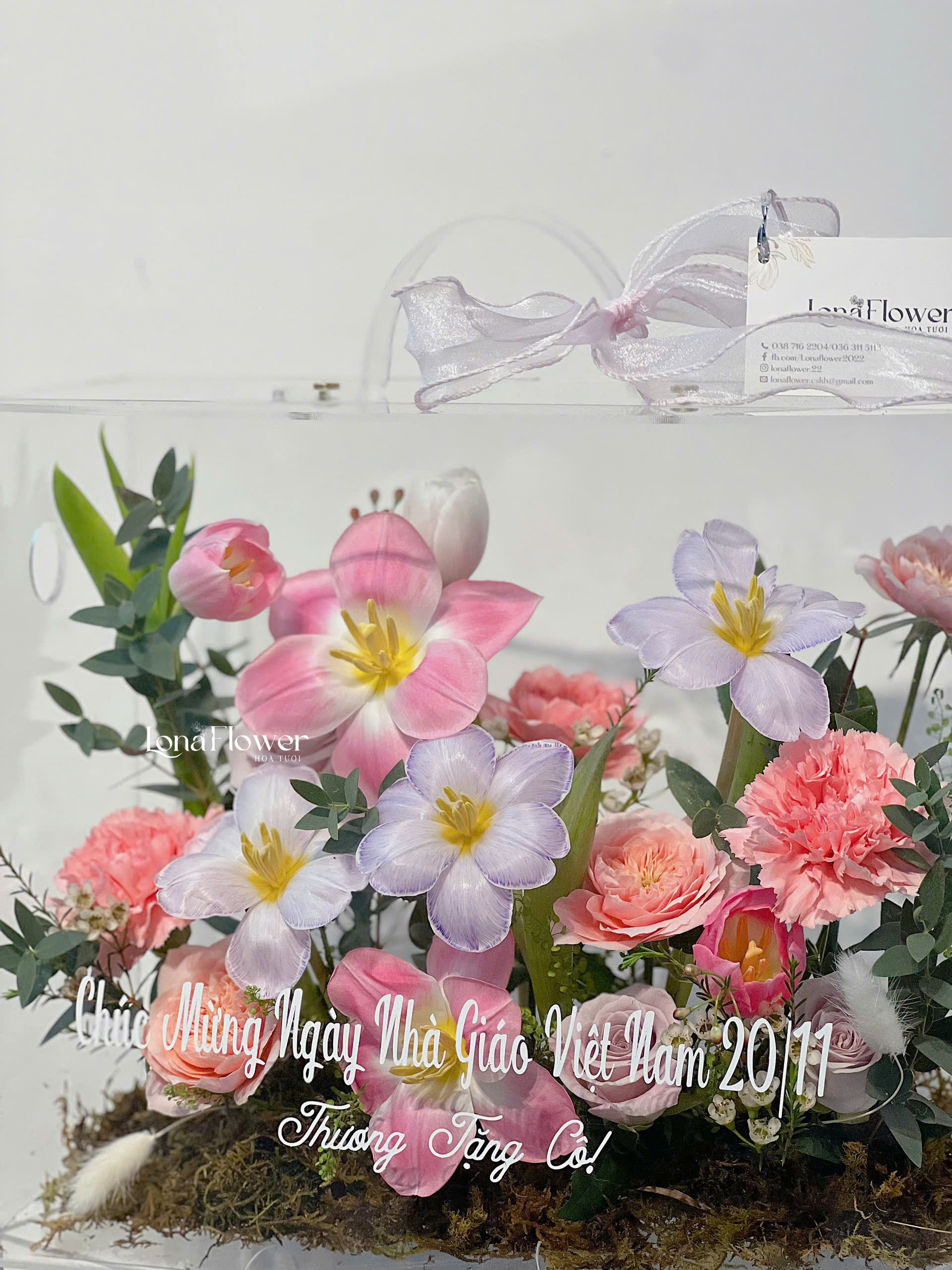 Vali Mica Tulip Tone Hồng & Tím