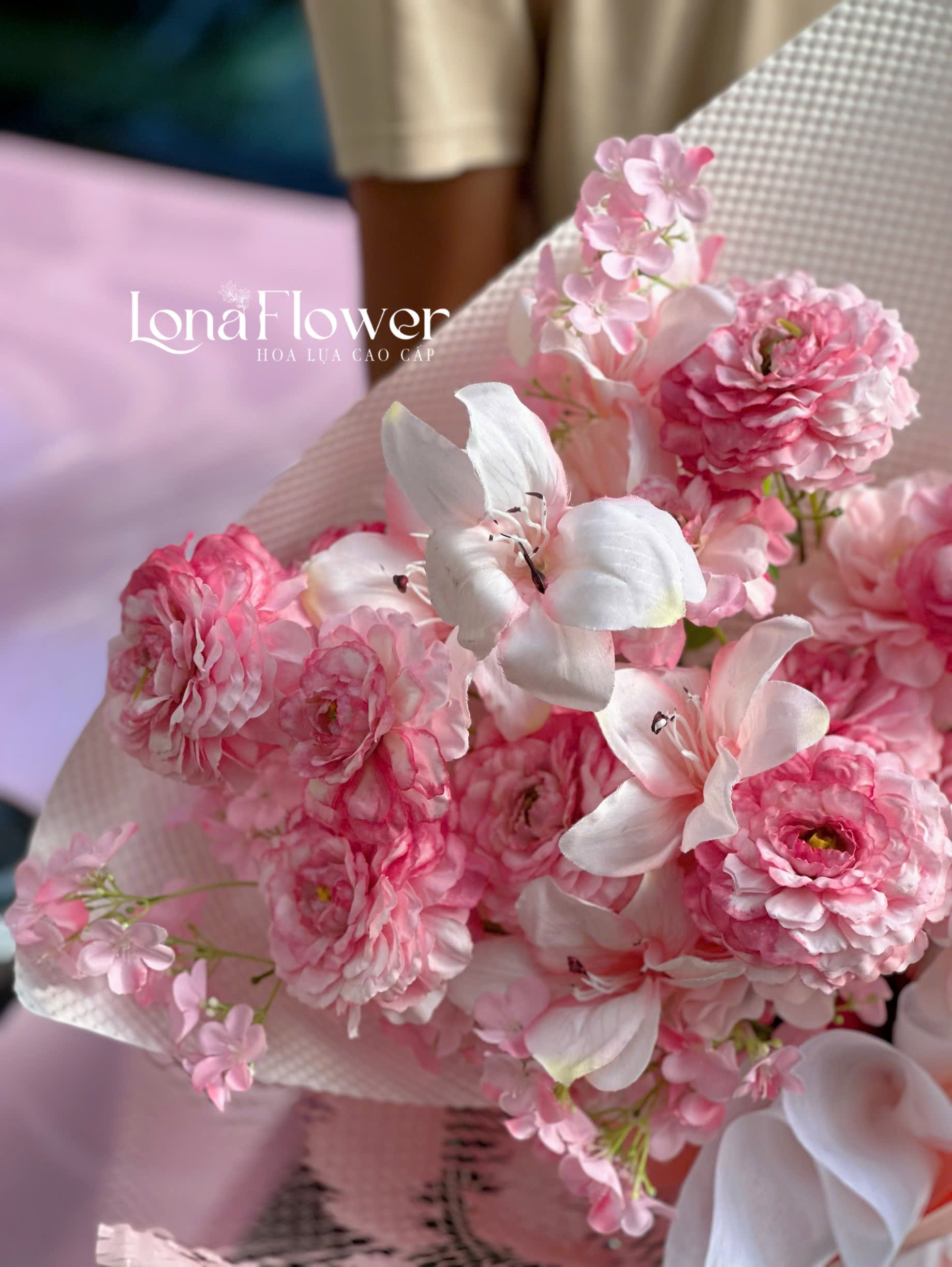 Bó Hoa Lụa "Dịu Dàng Nét Hồng" 🌸