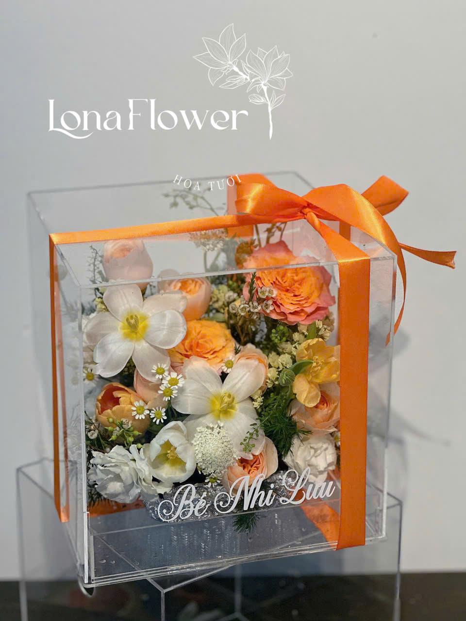 Vali Mica 4 Mặt Hoa Tulip & Hồng Cam - Hộp Quà Thanh Lịch & Độc Đáo 🌷🍊🎁