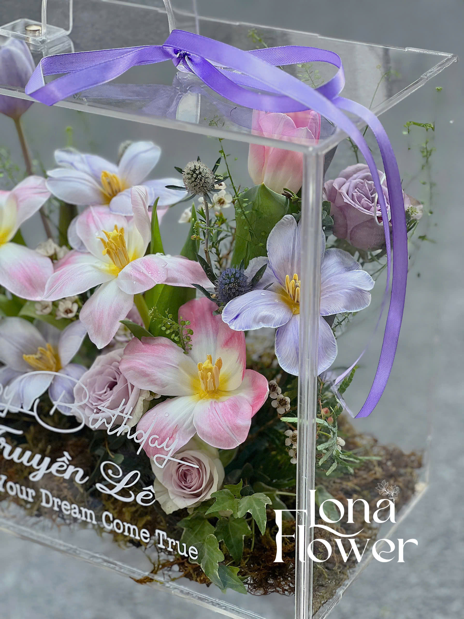 Vali Mica Tulip Tone Tím & Hồng