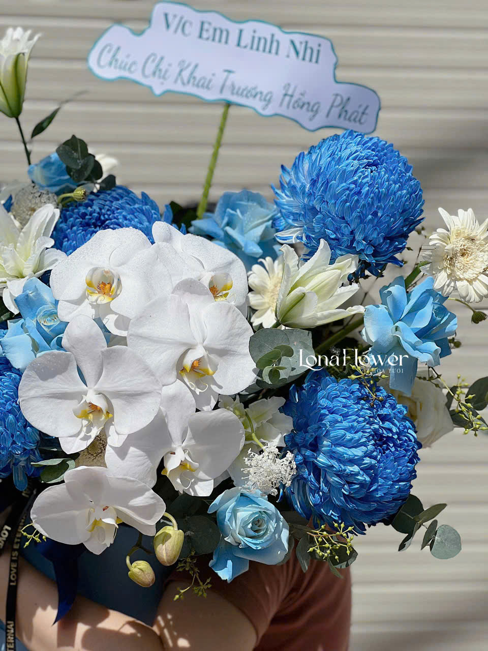 Box Hoa Tone Blue & Trắng