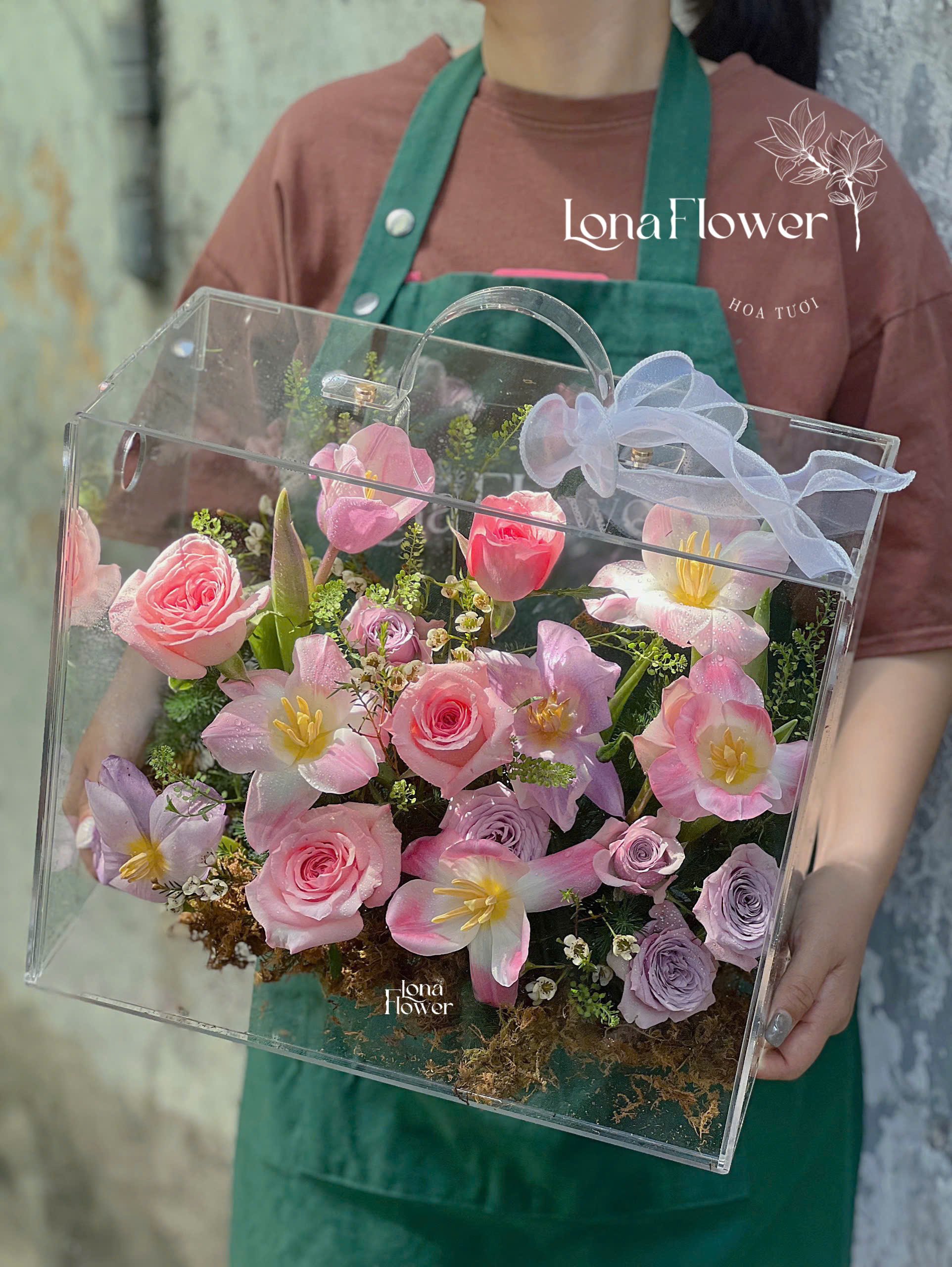 Vali Hoa Tulip & Hồng Sang Trọng - Sắc Hồng Tím & Hồng Trắng Ngọt Ngào 🌷🌹