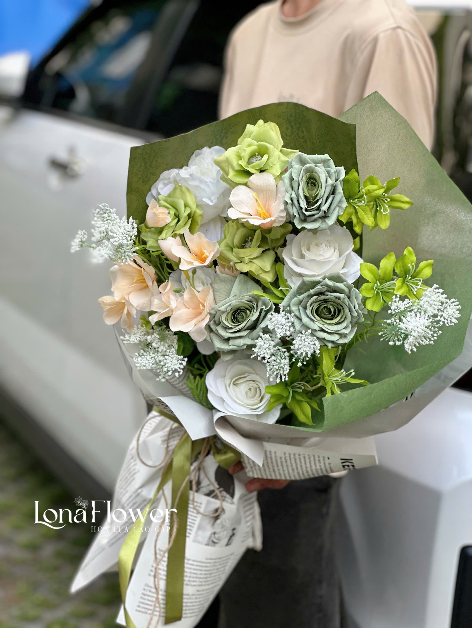  Bó Hoa Lụa "Khu Vườn An Lành" 🍃