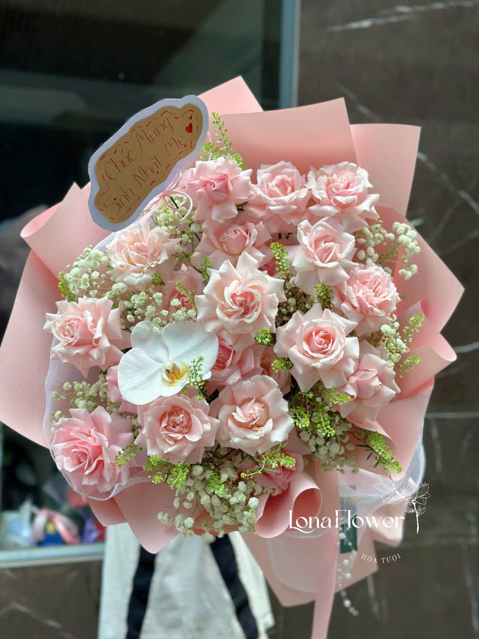 Bó Hoa Hồng Phấn Lẫn Cánh Mix Lan Hồ Điệp Tinh Khôi 🌹 orchid_flower ✨