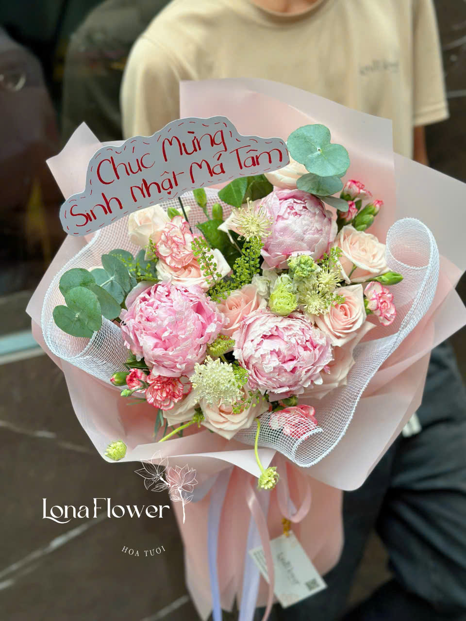 BH-200 Bó Peony Mix Hồng Phấn