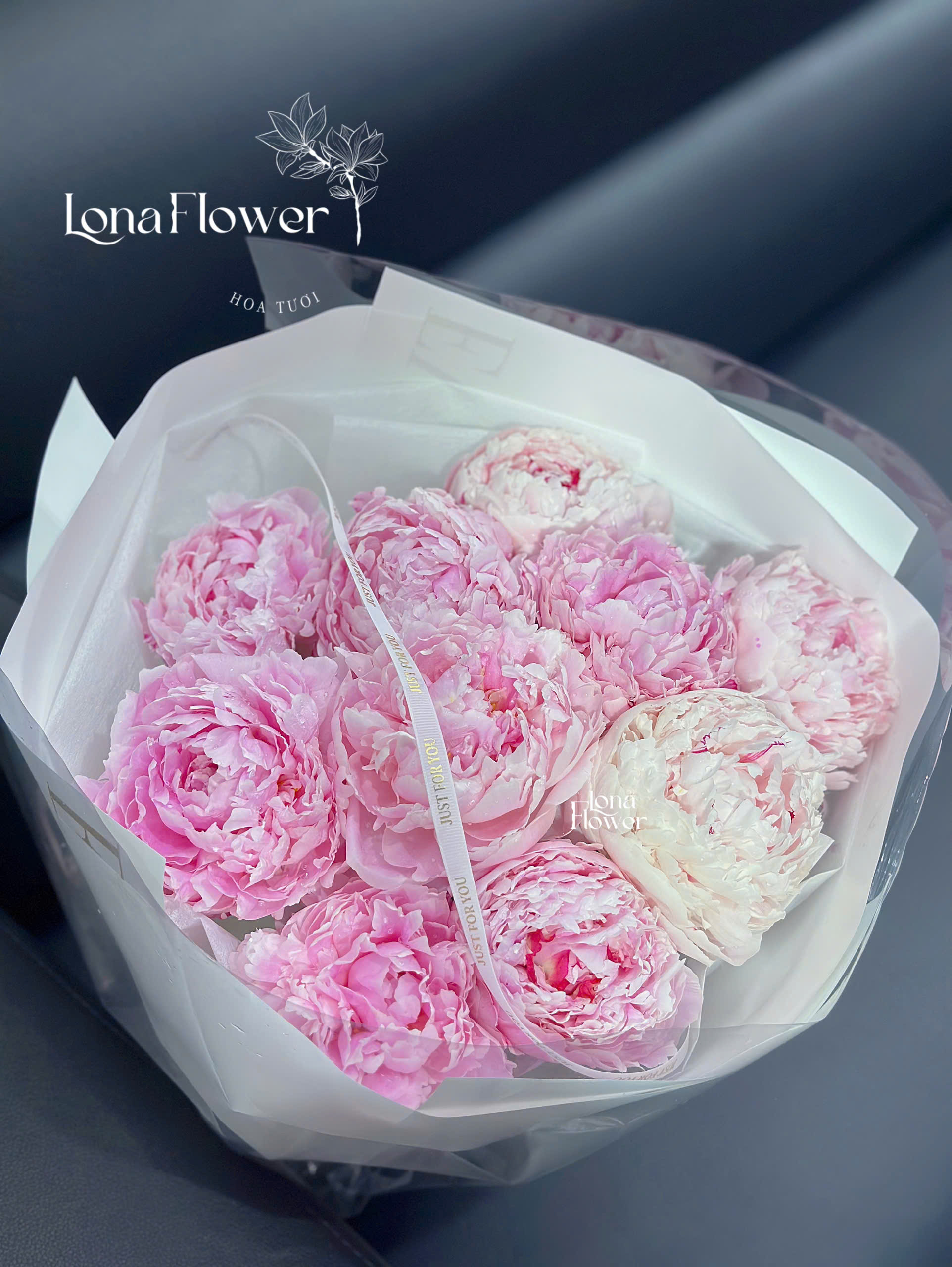 Bó Peony Tone Hồng Tiểu Thư
