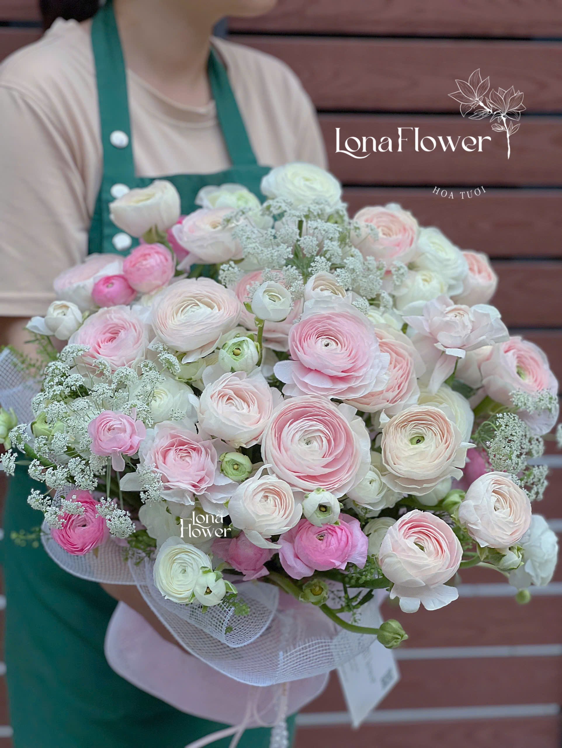 Bó Hoa Mao Lương Hồng Trắng Pastel Đầy Đặn | Lona Flower