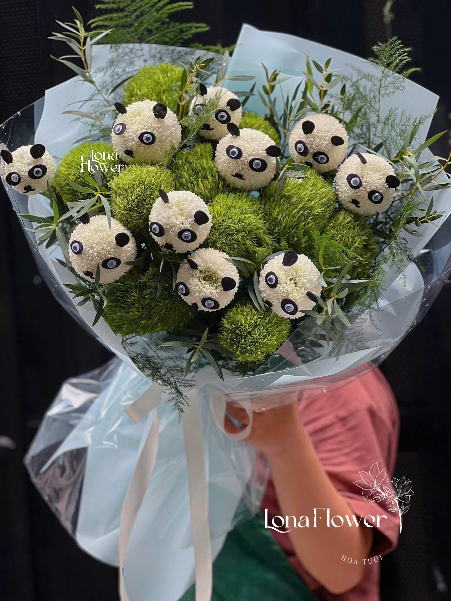 Bó Hoa Gấu Trúc Ping Pong & Whisky 🐼🌸