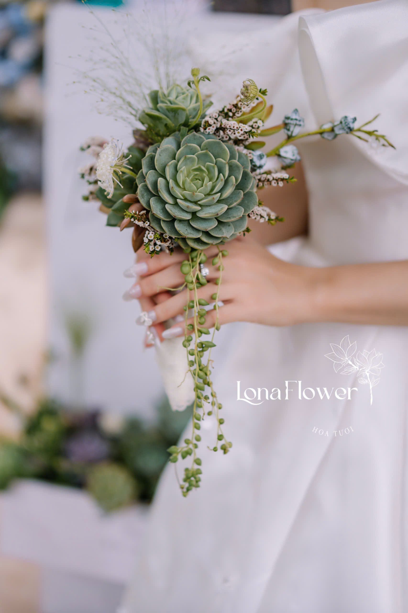 Bó Hoa Cưới Sen Đá Tinh Tế - Nét Độc Đáo Vĩnh Cửu 💍🌿✨
