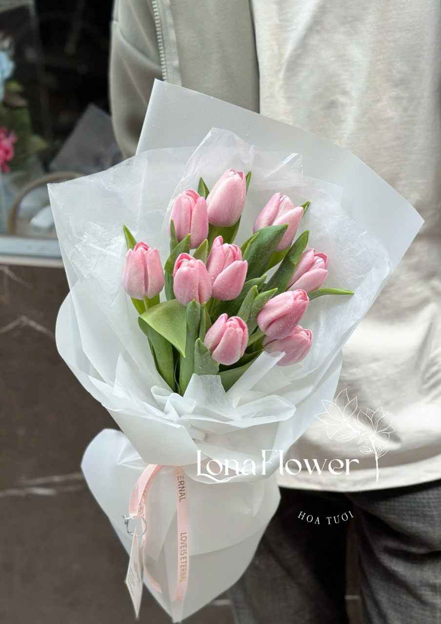  Bó Hoa Tulip Hồng Phấn Dịu Dàng - Nét Quyến Rũ Thanh Lịch 🌷💖✨