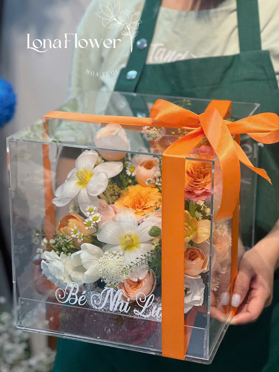 Vali Mica 4 Mặt Hoa Tulip & Hồng Cam - Hộp Quà Thanh Lịch & Độc Đáo 🌷🍊🎁