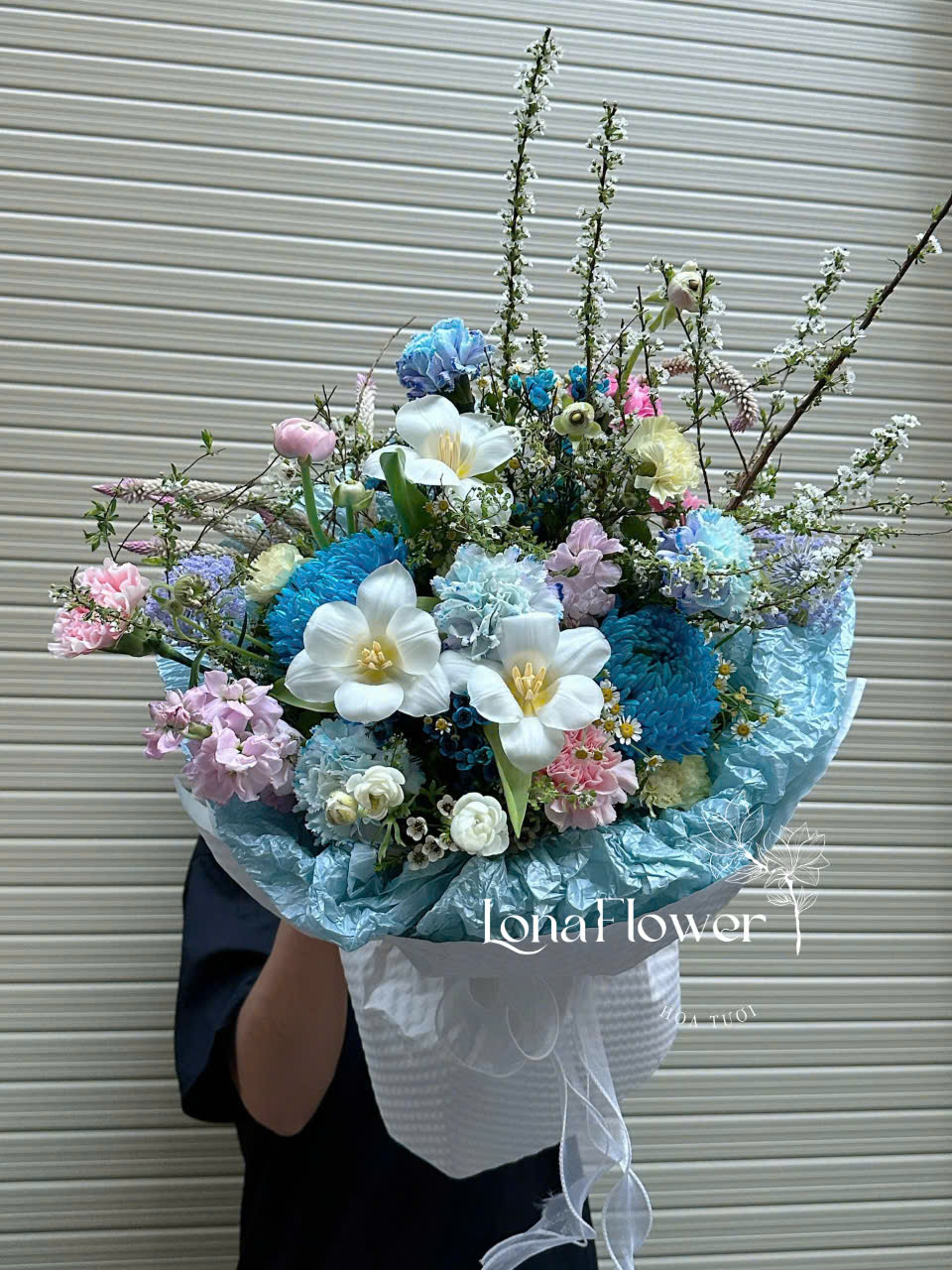 Bó Hoa Cúc Mẫu Đơn, Tulip & Mao Lương 💙🌷✨