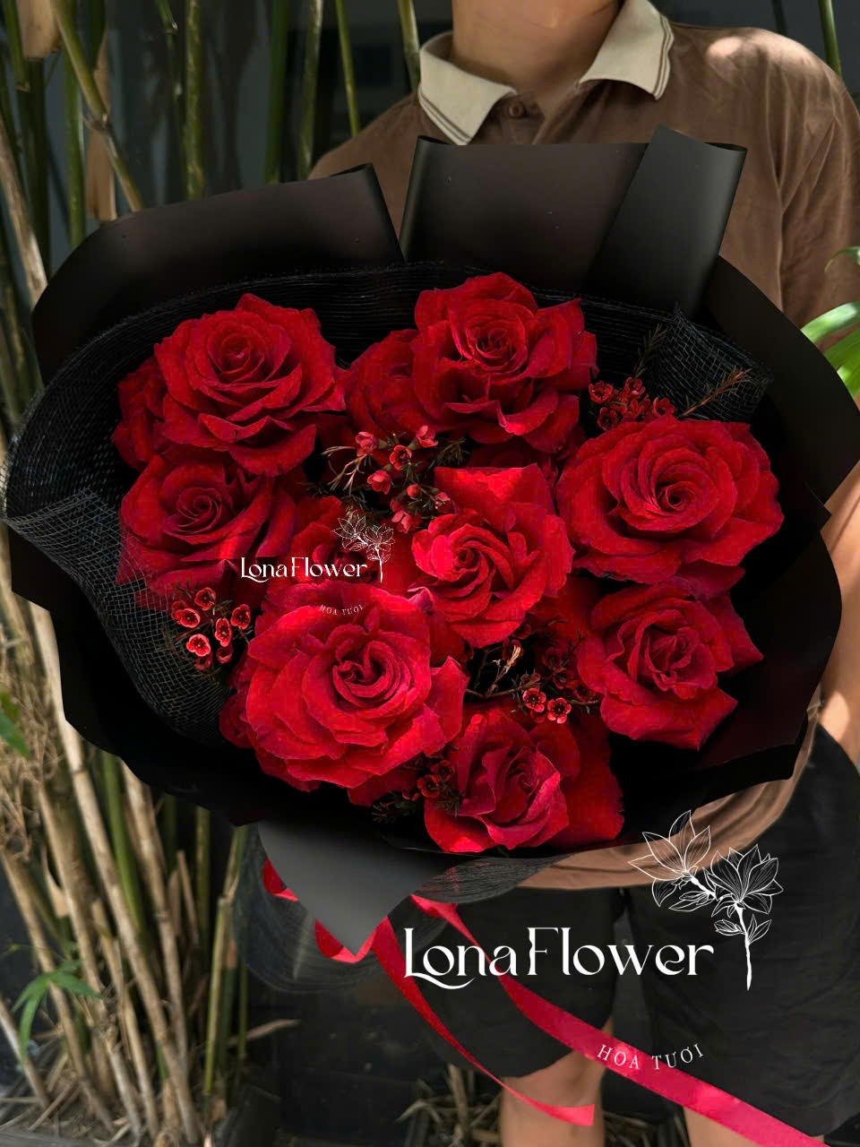 Bó Hồng Đỏ Mix Thanh Liểu