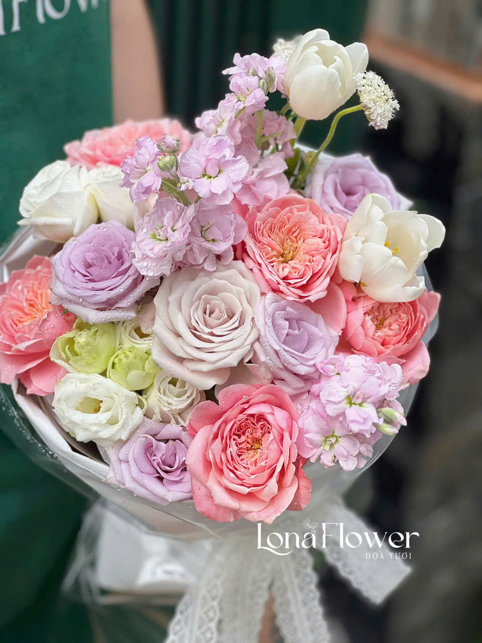Bó Hoa Hồng Juliet, Tulip & Hoa Mix Pastel