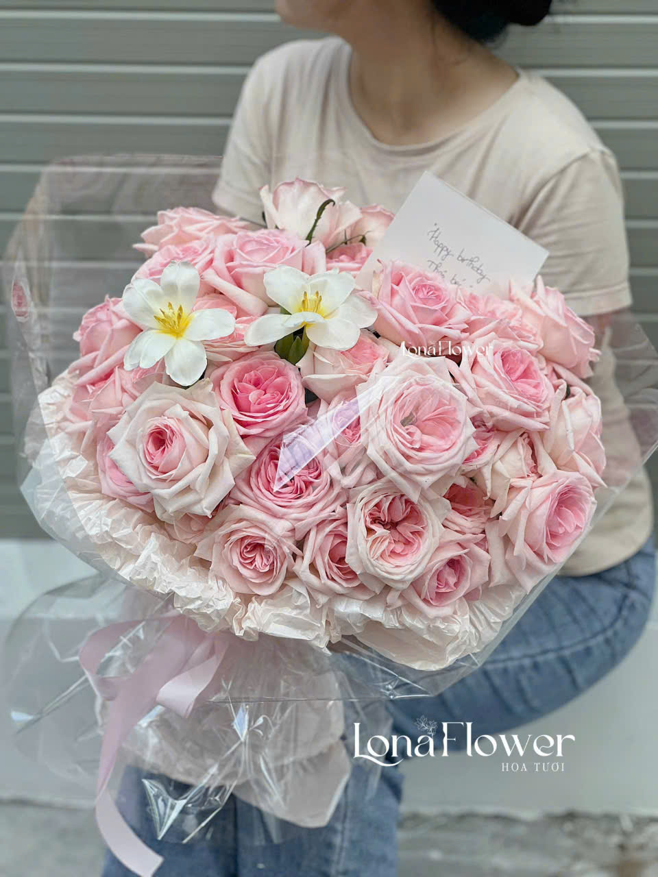 Bó Hồng Ohara Kèm Tulip