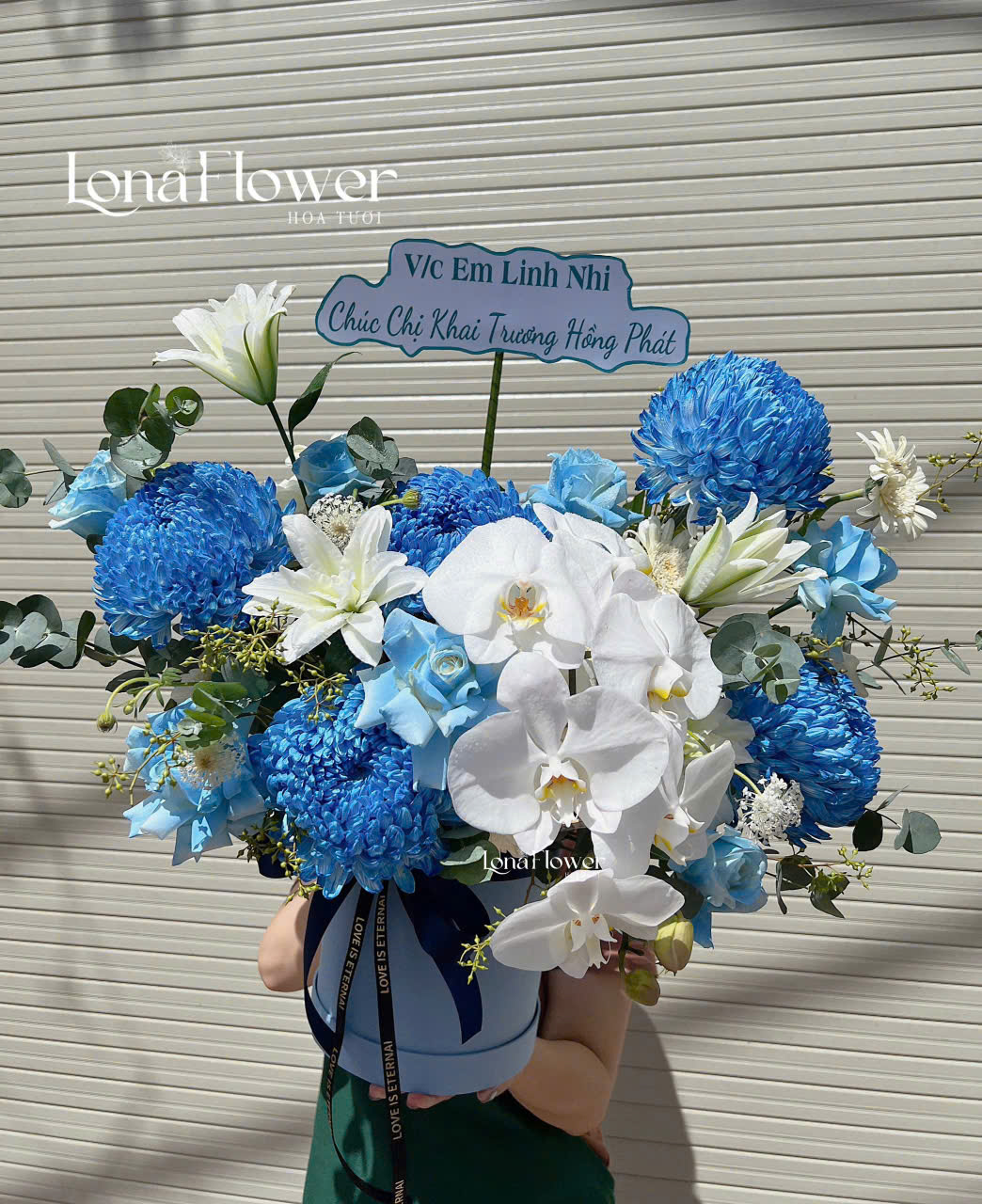 Box Hoa Tone Blue & Trắng