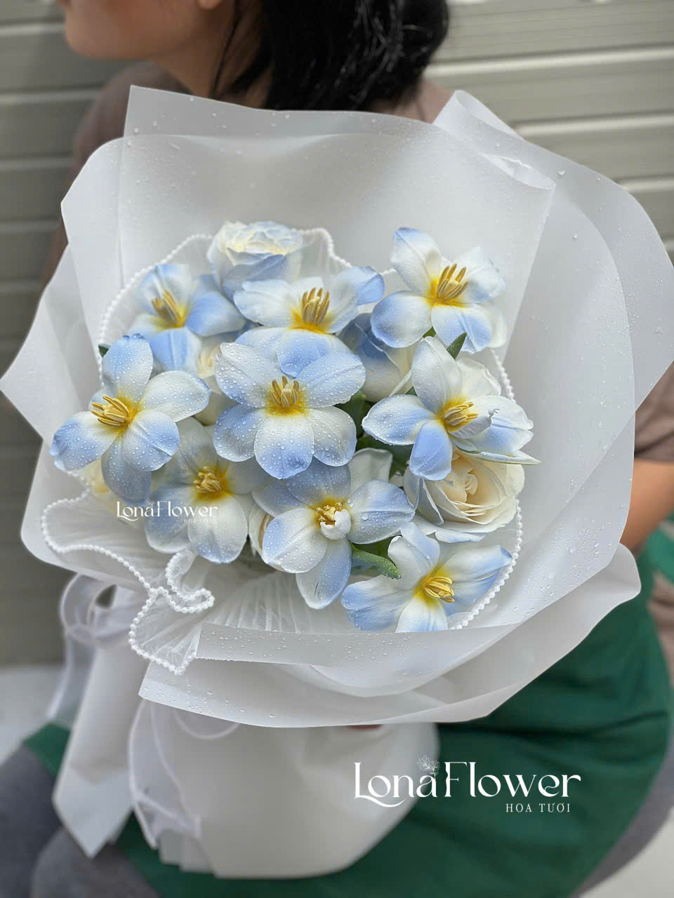 Bó Tulip Phết Xanh Blue