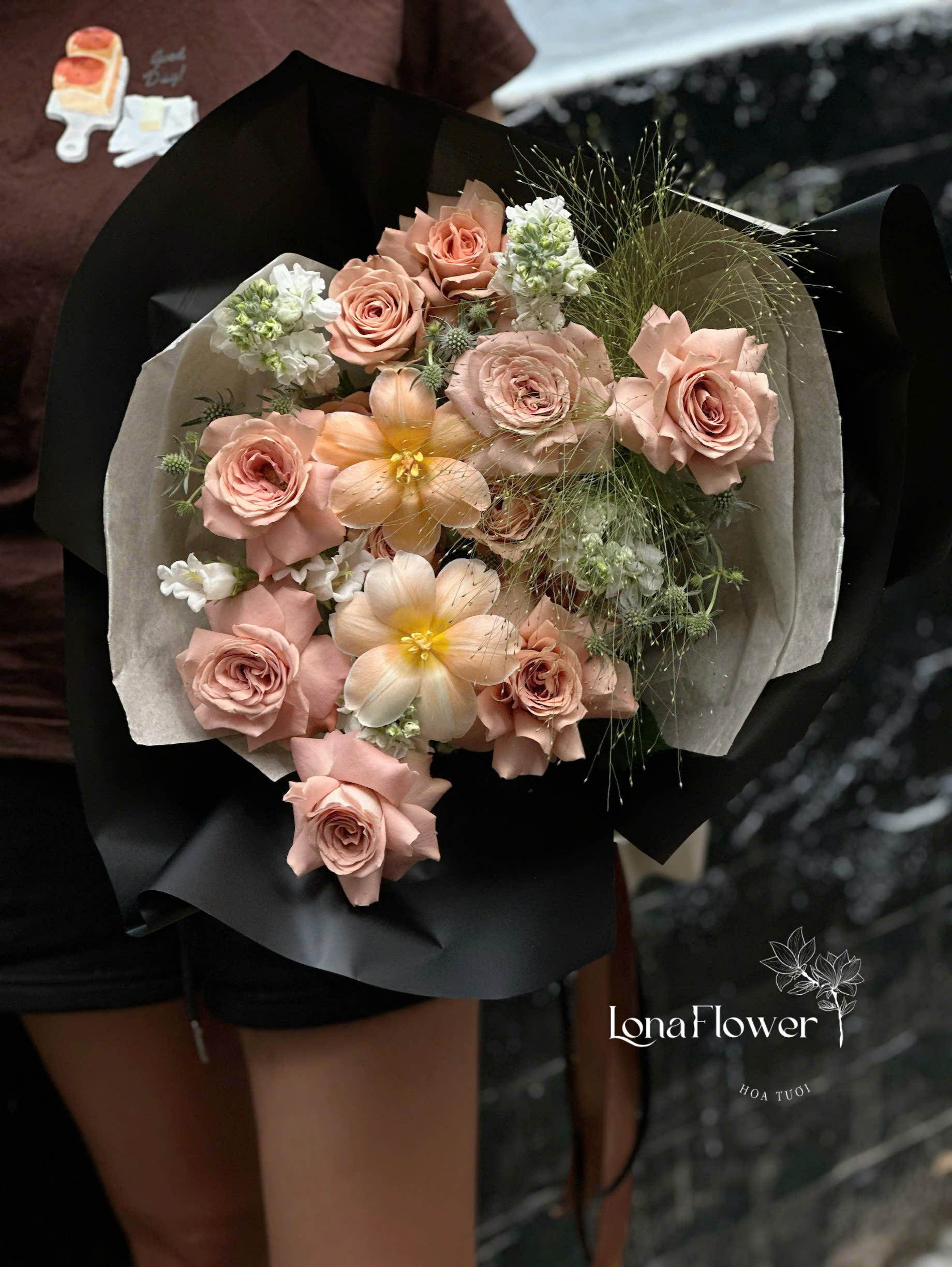 Bó Hoa Hồng Capuchino Tulip Nâu Độc Đáo
