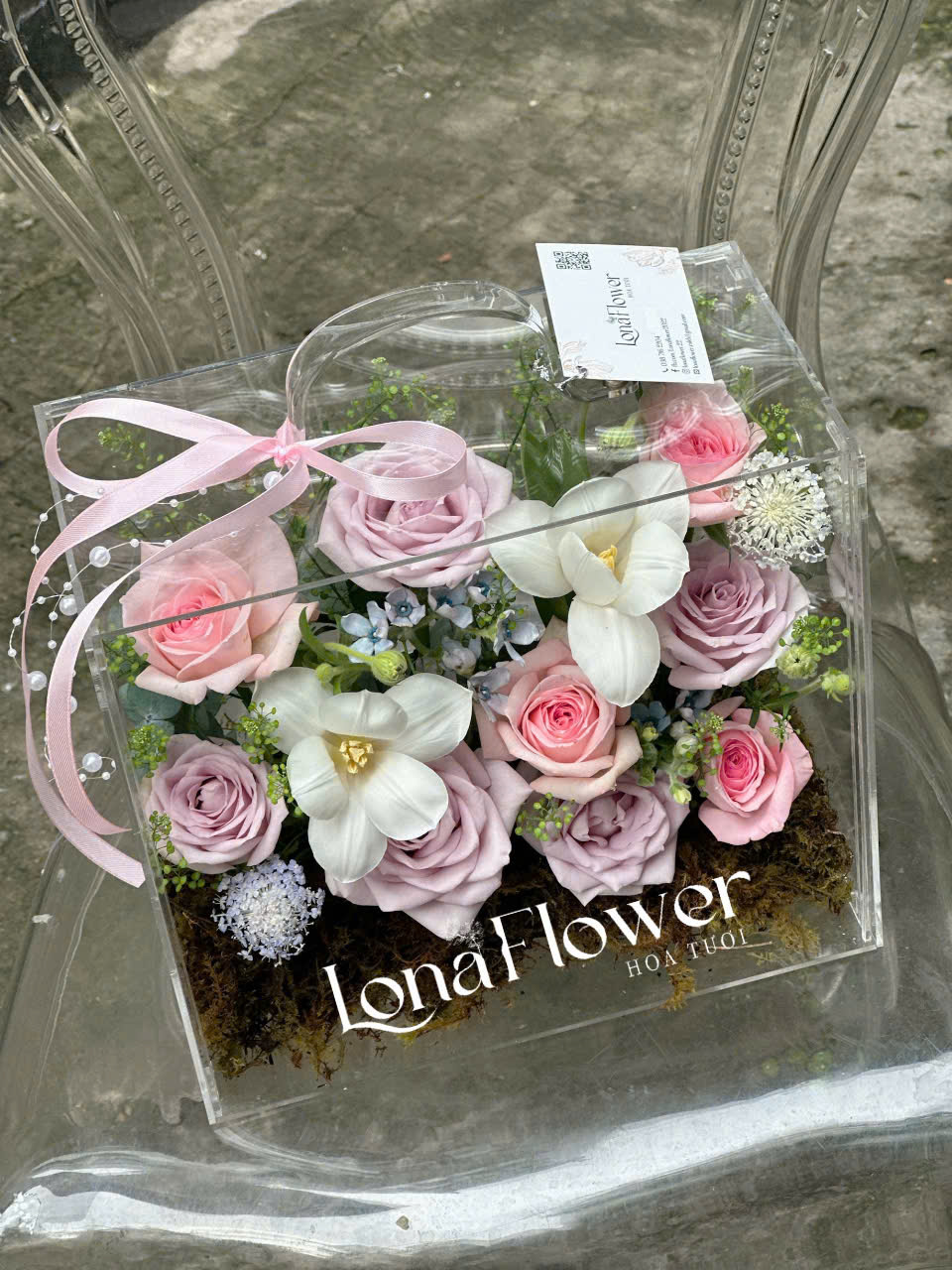 Vali Mica "Tình Yêu Pha Lê" ✨ - Hồng Pastel & Tulip Thanh Khiết